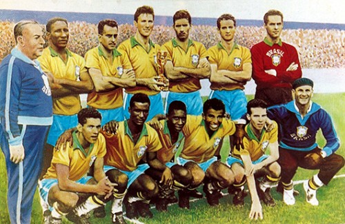 נבחרת הכדורגל הזוכה של ברזיל במשחקי גביע העולם ב־1958. צילום: אימג' בנק