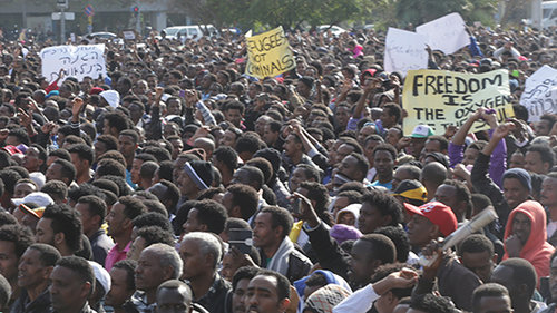 מחאת הפליטים. צילום: אורן זיו