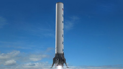 איור המציג את נחיתת השלב הראשון לאחר השגירו לחלל  צילום מתוך Spacex