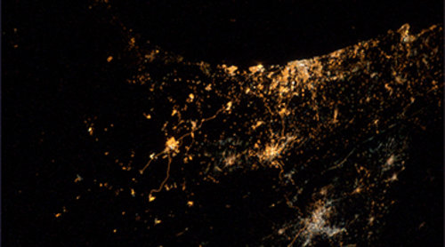 עזה וישראל מהחלל. צילום: ESA/ NASA
