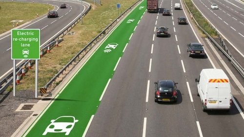 איור של כביש בעל מסלול הטענה למכוניות חשמליות  צילום: Highways England 