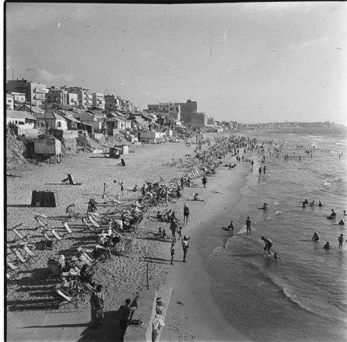 חוף גורדון, 1957. צילום: מתוך אוסף התמונות של יהודה איזנשטראק, ארכיון המדינה 